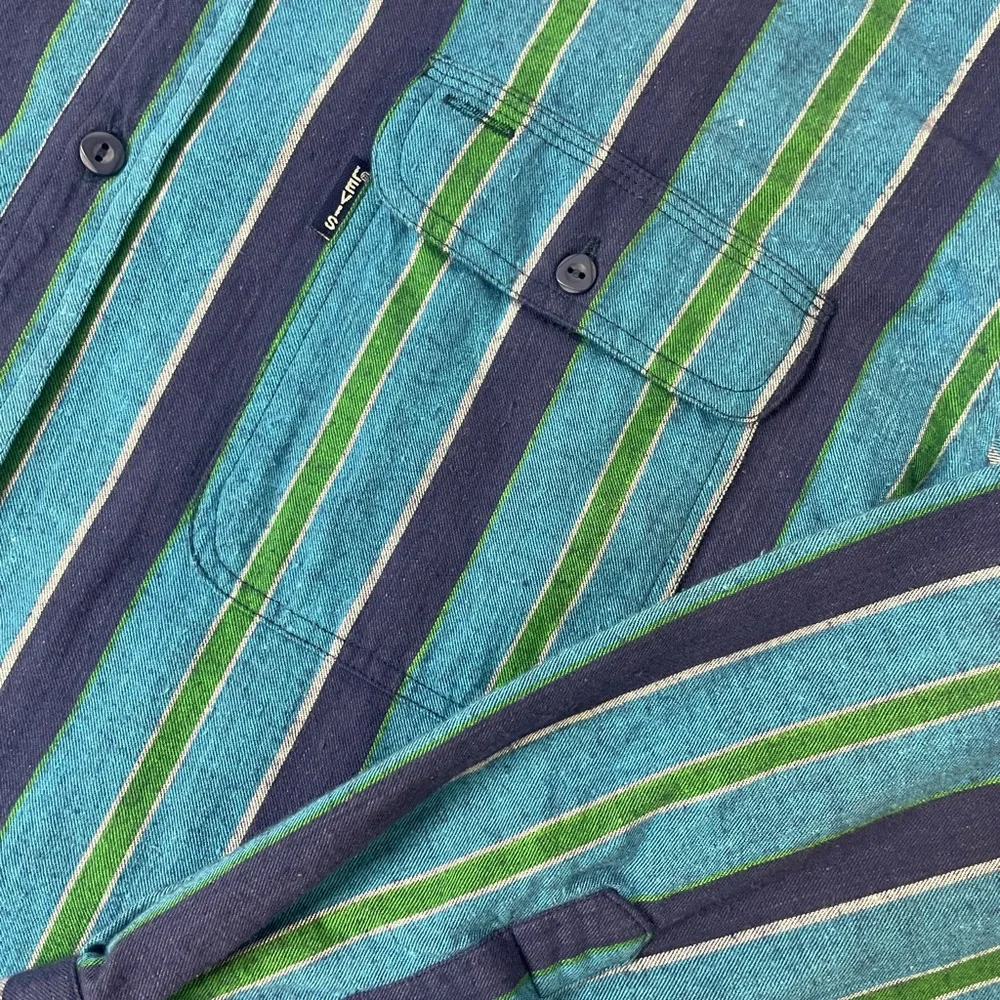 Vintage 80’s 90’s Levi’s Big E Vertical Striped Flannel Shirt Retro Streetwear